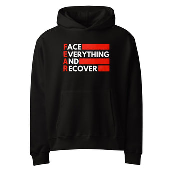 F.E.A.R. (Face Everything and Recover) Oversized Hoodie – Bold & Cozy Statement - Black / S | Sobervation