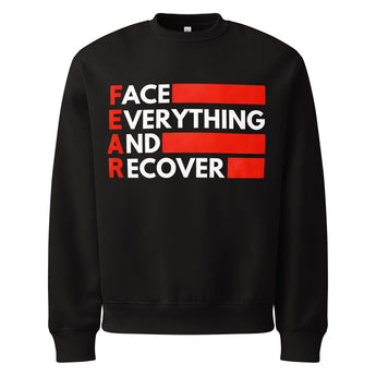 F.E.A.R. (Face Everything and Recover) Oversized Sweatshirt – Heavyweight Recovery Style - Black / S | Sobervation