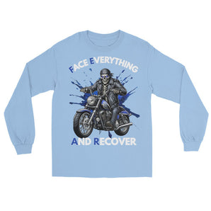 F.E.A.R. (Face Everything and Recover) Skeleton Biker Men's Long Sleeve Tee - Light Blue / S | Sobervation
