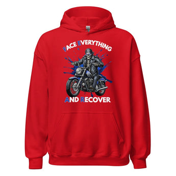 F.E.A.R. (Face Everything and Recover) Skeleton Biker Unisex Hoodie - Red / S | Sobervation