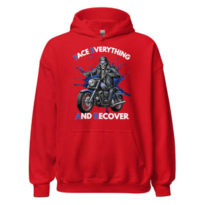 F.E.A.R. (Face Everything and Recover) Skeleton Biker Unisex Hoodie - Red / S | Sobervation