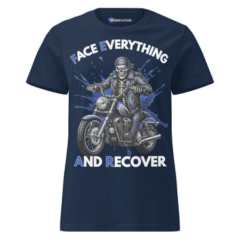 F.E.A.R. (Face Everything and Recover) Skeleton Biker Women's Essential Tee - Navy / S | Sobervation