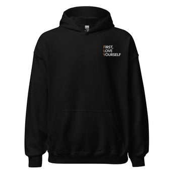 First Love Yourself (FLY) Embroidered Hoodie – Self-Love Recovery Hoodie - Black / S | Sobervation