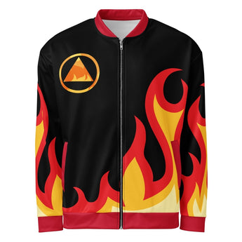 SOBRIETY On Fire Varsity Bomber Jacket - Bold Recovery Statement Outerwear - XS | Sobervation