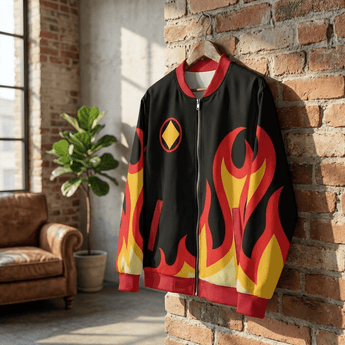 Flame of Sobriety Varsity Bomber Jacket – NA Symbol Edition - XS All Over Print Bomber Jacket - Sobervation