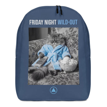 Friday Night Wild Out - Cat On Couch Channel Surfing and Eating Ice Cream Minimalist Backpack - Backpack - Sobervation