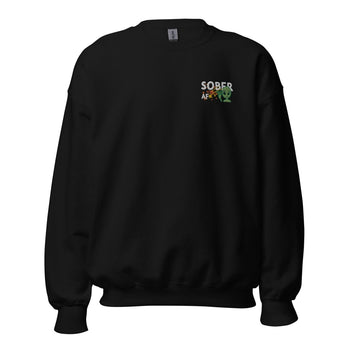 Sober AF Alien Premium Sweatshirt – Galactic Sobriety Recovery Apparel - Black / S | Sobervation