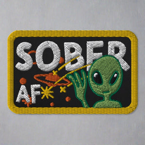SOBER AF Alien Space Embroidered Patch - Iron-On Sew-On Pin - Default Title | Sobervation