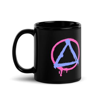 Graffiti Sobriety Symbol Black Glossy Mug - 11 oz | Sobervation