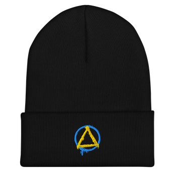 Graffiti Sobriety Symbol Cuffed Beanie – Nope Recovery Beanie - Black | Sobervation