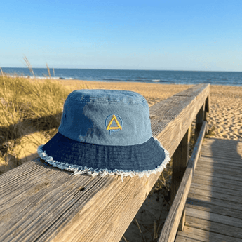 Graffiti Sobriety Symbol Distressed Denim Bucket Hat | Recovery Streetwear | Sobervation - Classic / Light Denim Bucket Hat - Sobervation