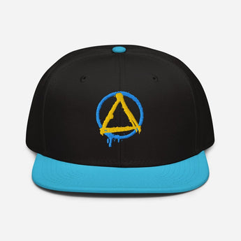 Graffiti Sobriety Symbol Embroidered Snapback - Premium Recovery Streetwear - Aqua blue / Black / Black | Sobervation