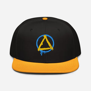 Graffiti Sobriety Symbol Embroidered Snapback - Premium Recovery Streetwear - Gold / Black / Black | Sobervation