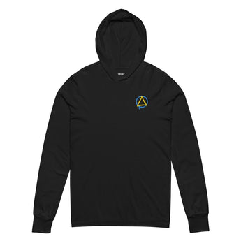 Graffiti Sobriety Symbol Hooded Long Sleeve Tee – Embroidered Recovery Streetwear - Black / XS | Sobervation
