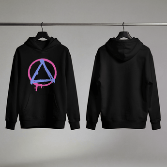 Graffiti Sobriety Symbol Hoodie – Streetwear Recovery Apparel -Black Graphic Print Hoodie - Sobervation