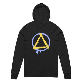 Graffiti Sobriety Symbol Nope Hooded Long Sleeve Tee – Recovery Apparel - Charcoal-Black Triblend / XS | Sobervation
