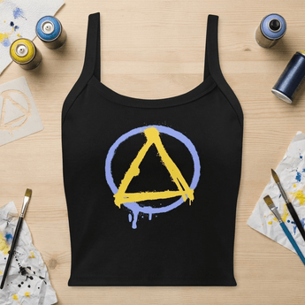 Graffiti Sobriety Symbol Ribbed Tank – NOPE Collection - Solid Black Blend Micro - Rib Tank Top - Sobervation