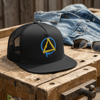 Graffiti Sobriety Symbol Trucker Cap - Black 5 Panel Trucker Hat - Sobervation