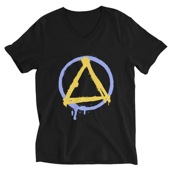 Graffiti Sobriety Symbol V-Neck Tee – Sober, Strong & Unapologetic - Black / S | Sobervation