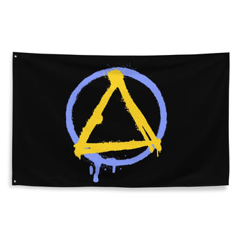 Graffiti Sobriety Symbol Blue & Yellow Flag – Streetwear Recovery Wall Decor - Default Title | Sobervation