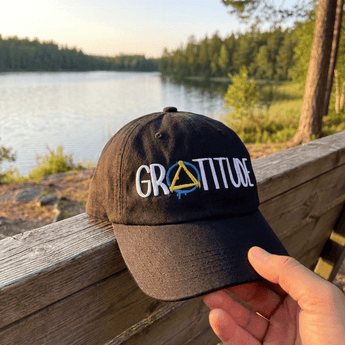 Gratitude Embroidered Dad Hat – Graffiti Sobriety Symbol - Black Classic Dad Hat - Sobervation