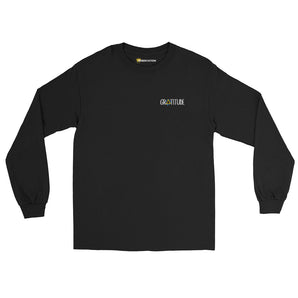 Gratitude Embroidered Long Sleeve Tee – Recovery Reminder Shirt - Black / S | Sobervation