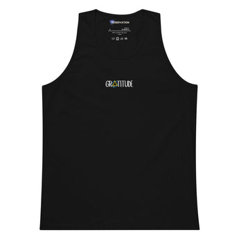 Gratitude Embroidered Men's Premium Tank Top - Black / S | Sobervation