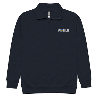 Gratitude Fleece Pullover – Embroidered Sobriety Symbol Recovery Apparel - Navy / S | Sobervation