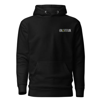 Gratitude Premium Hoodie – Embroidered Sobriety Symbol Recovery Apparel - Black / S | Sobervation