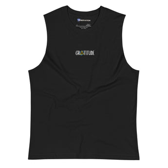 Gratitude Embroidered Unisex Muscle Shirt - S | Sobervation