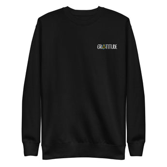 Gratitude Premium Sweatshirt – Embroidered Sobriety Symbol Recovery Apparel - Black / S | Sobervation