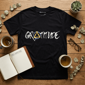 Gratitude Essential Unisex Tee - Inspirational Recovery T-Shirt - Black Graphic Print T Shirt - Sobervation
