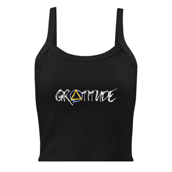 Gratitude Ribbed Tank – Women’s Sober Street Style - Solid Black Blend / XS | Sobervation