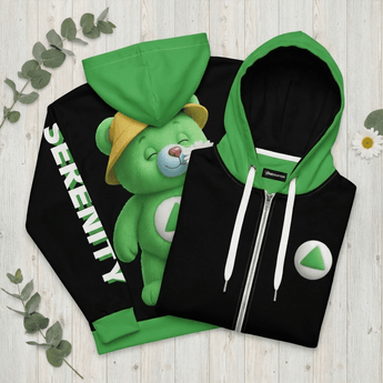 Green Serenity Cub Zip Hoodie | Sage's Grounded Grace | Sobervation - 2XS All Over Print Zip Up Hoodie - Sobervation