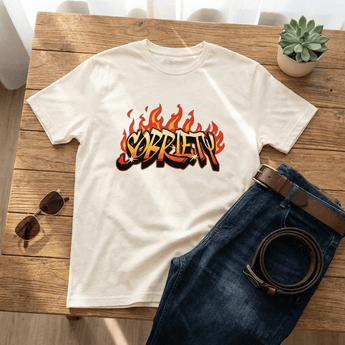 Hot Like Sobriety Unisex Essential Tee | Graffiti Flame Sobriety T-Shirt | Sobervation - Natural Graphic Print T Shirt - Sobervation