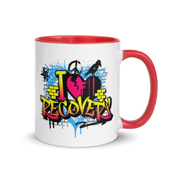 I Heart Recovery Color Inside Mug - 11oz Graffiti Statement Cup - Red | Sobervation
