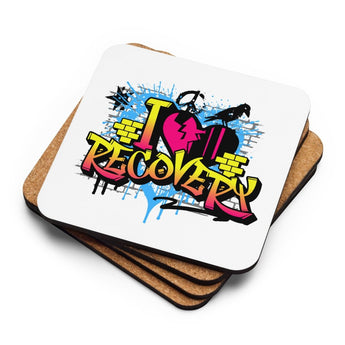 I Heart Recovery Graffiti Coaster – Urban Street Art Cork-Back Coaster - Default Title | Sobervation