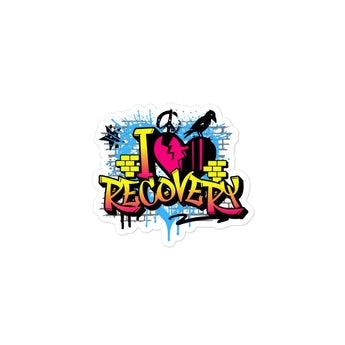 I Heart Recovery Graffiti Vinyl Sticker - Durable Waterproof Decal - 3″×3″ | Sobervation