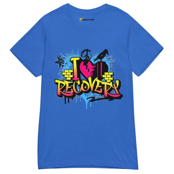 I Heart Recovery Women’s Essential Tee – Bold Sobriety Statement - Royal / S | Sobervation