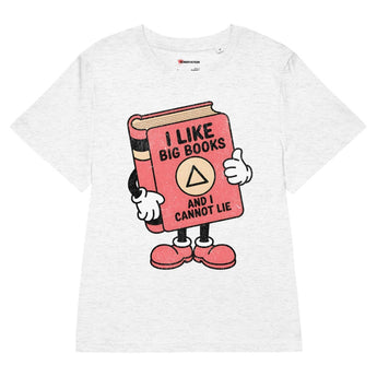 I Like Big Books – Women’s Organic Ribbed Neck Tee - Cool Heather Grey / S | Sobervation