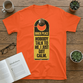 Inner Peace Sobriety T-Shirt | Sober Translations Recovery Tee - Orange Graphic Print T Shirt - Sobervation