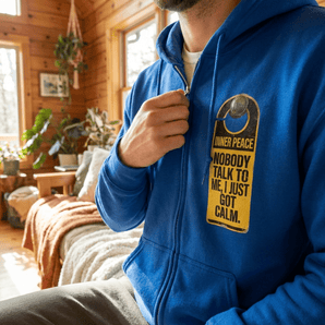 Inner Peace Sobriety Zip Hoodie | Sober Translations Heavy Blend Recovery Sweatshirt - S Graphic Print Zip Up Hoodie - Sobervation