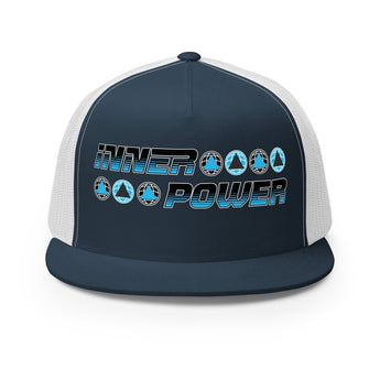 Rise Mindset Inner Power Trucker Cap – Recovery Streetwear | Sobriety Symbol - Navy/ White | Sobervation