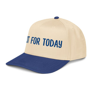 Just for Today 5 Panel Mid-Profile Baseball Cap – Embroidered Recovery Hat - Royal/Natural | Sobervation