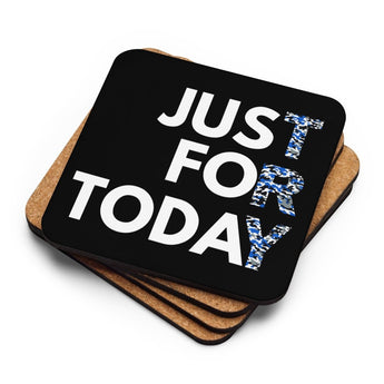 Just for Today Black Cork-Back Coaster - Default Title | Sobervation