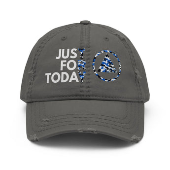 Just for Today Blue Camo Distressed Dad Hat – Recovery with Edge - Charcoal Grey | Sobervation