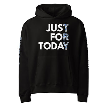 Just for Today Camo Crown Oversized Hoodie – Streetwear with Substance - Black / S | Sobervation