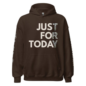 Just for Today Camo Hoodie – Recovery Streetwear with Attitude - Dark Chocolate / S | Sobervation