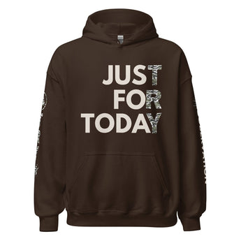 Just for Today Camo Hoodie – Recovery Streetwear with Attitude - Dark Chocolate / S | Sobervation