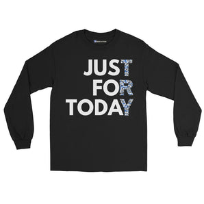 Just For Today Camo Lettering Long Sleeve Tee – Bold Recovery Apparel - Black / S | Sobervation